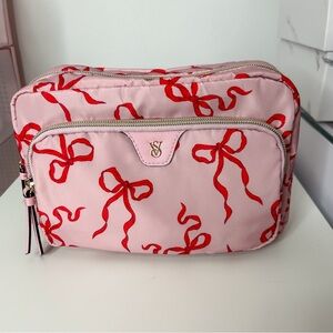 Victoria's Secret Pink Cosmetic Bag with Red Bows.